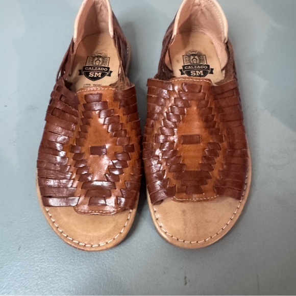 Women’s Size 5 Brown and Black Leather Guaraches From and Mad in Mexico - Picture 11 of 16